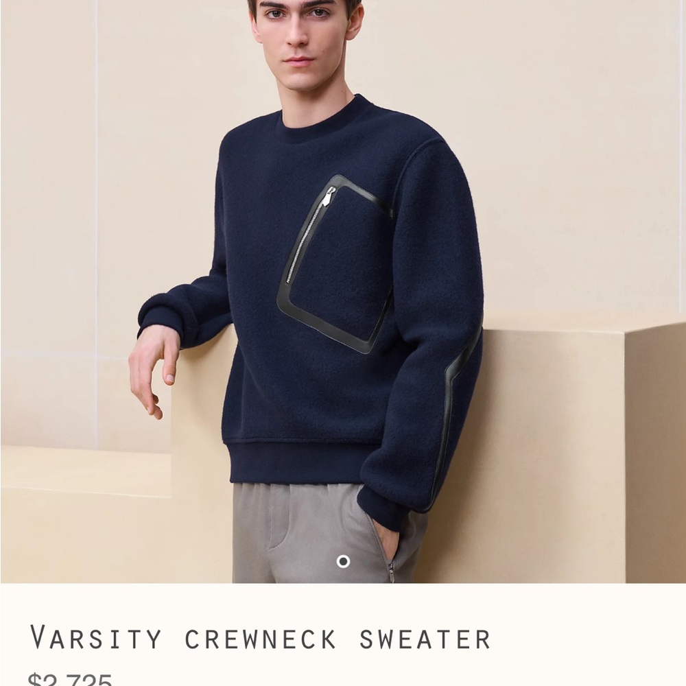 Hermes men’s Wool/Cashmere Varsity crewneck sweater XL